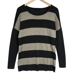 BANANA REPUBLIC Cotton Rabbit Hair Blend Metallic Sweater Sz M Grey + Champagne
